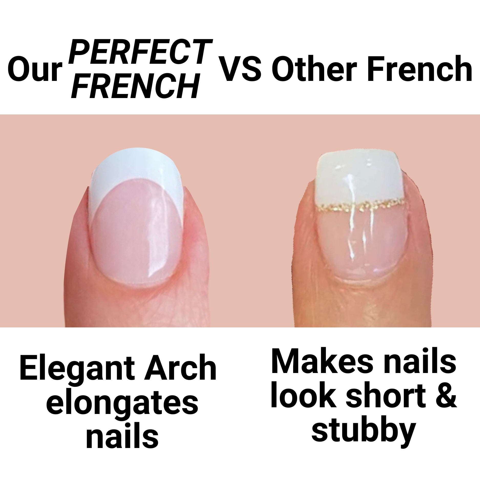French + Rose Gold Bow Semi-Cured Gel Nail Strips