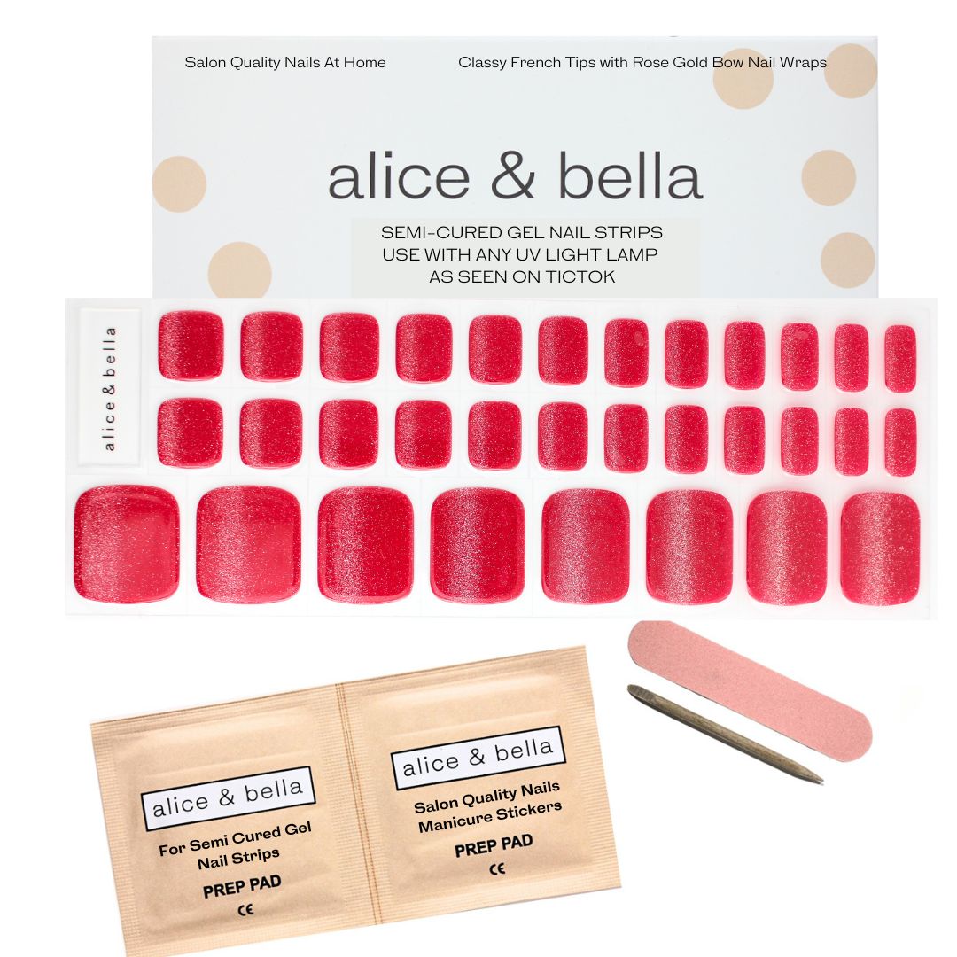 Red velvet magnetic gel nail stickers UV cure pedicure