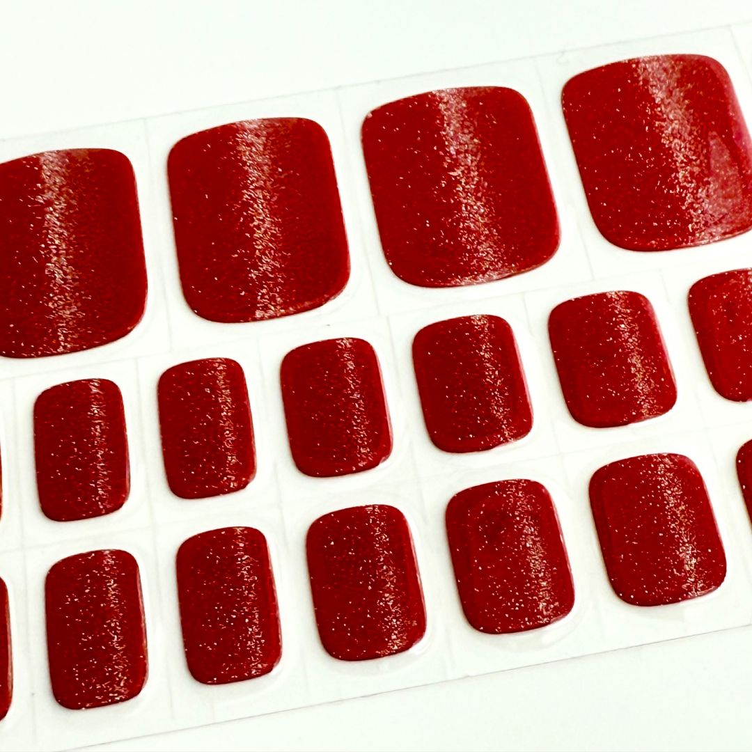 Red velvet magnetic gel nail stickers UV cure pedicure